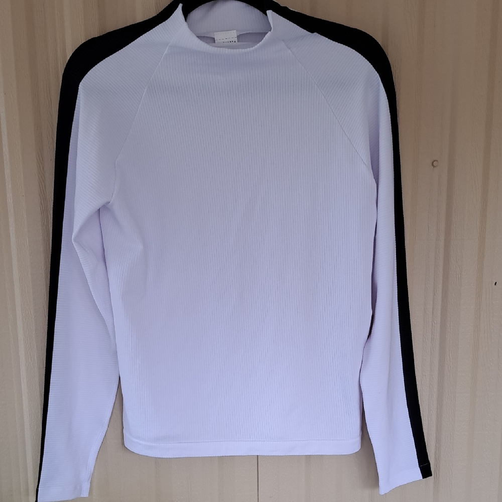 Athleta White Ribbed Top.  Large.